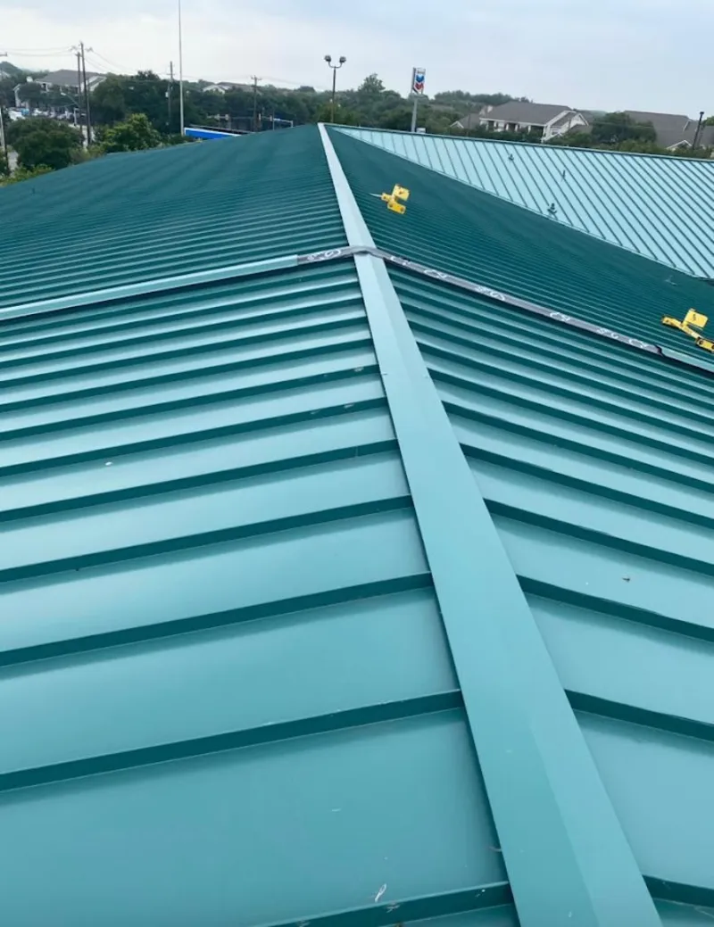 Green commercial metal roof ridge and valley for Metal Roof Repair in Red Lion